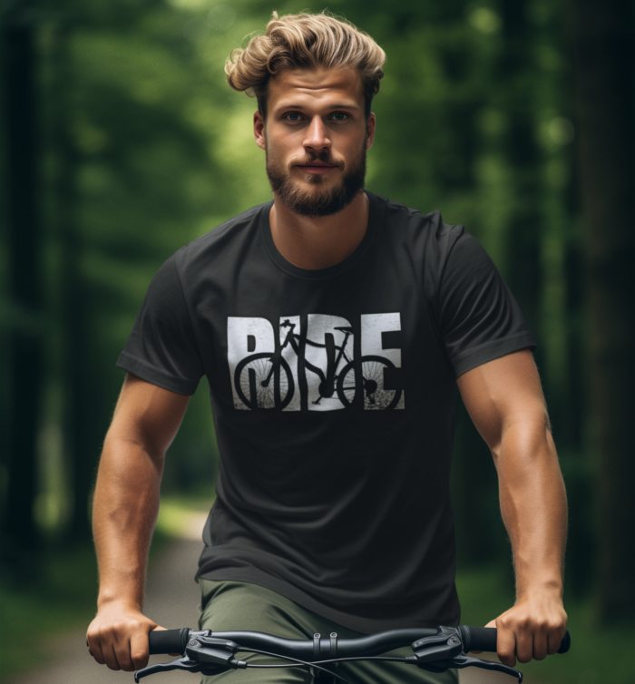 Adventure Ride: Bold Bicycle T-Shirt (Black) - Image 3